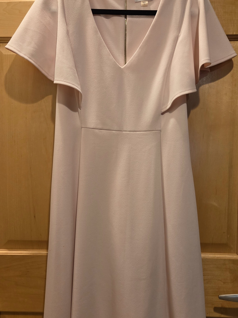 Calvin Klein Light Pink V-Neck Flutter Sleeve Midi Dress